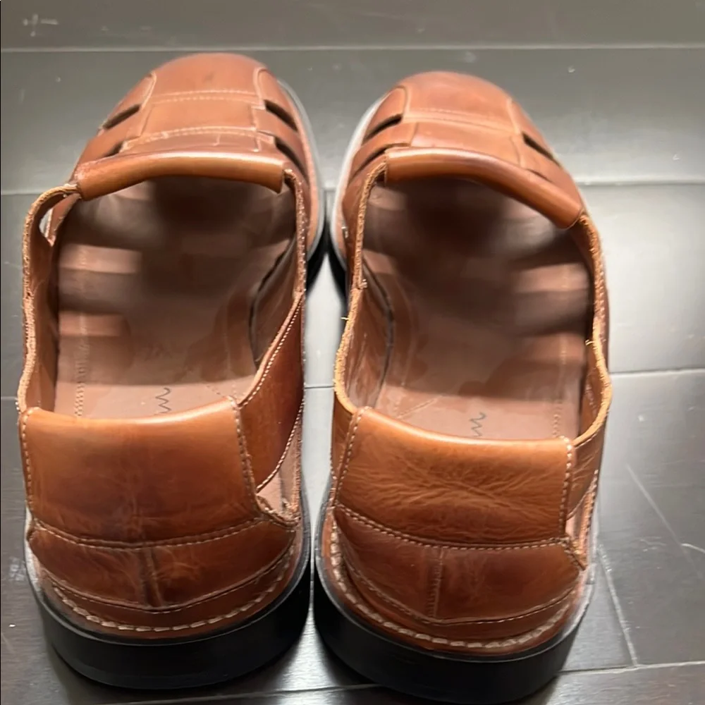 Cole Haan Slip On Sandals Men's Size 10.5 M Brown Leather Fisherman Huarache - Picture 5 of 13